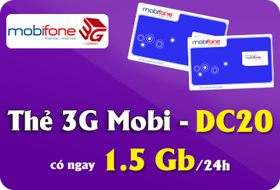 Thẻ 3G Mobifone DC20 1.5GB (1500MB) Thẻ 3G Mobifone DC20 1.5GB (1500MB)