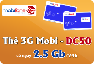 Thẻ 3G Mobifone DC50 2,5GB (2500MB) Thẻ 3G Mobifone DC50 2,5GB (2500MB)