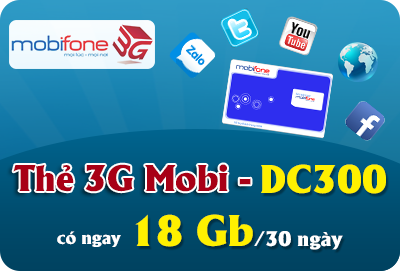 Thẻ 3G Mobifone DC300 18GB (18000MB) Thẻ 3G Mobifone DC300 18GB (18000MB)