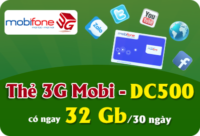 Thẻ 3G Mobifone DC500 32GB (32000MB) Thẻ 3G Mobifone DC500 32GB (32000MB)