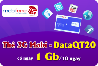 Thẻ 3G Mobifone DataQT20 1GB (1000MB) Thẻ 3G Mobifone DataQT20 1GB (1000MB)