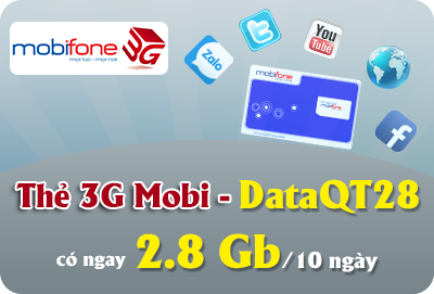 Thẻ 3G Mobifone DataQT28 2,8GB (2800MB) Thẻ 3G Mobifone DataQT28 2,8GB (2800MB)