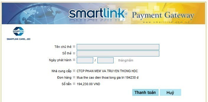 giao dien cong thanh toan smartlink