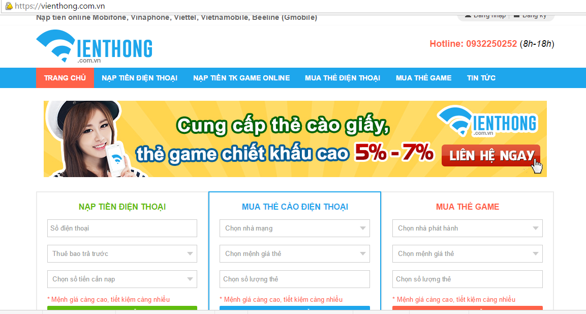 nap the online tren website Vienthong