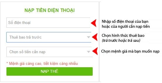 nap the dien thoai online 