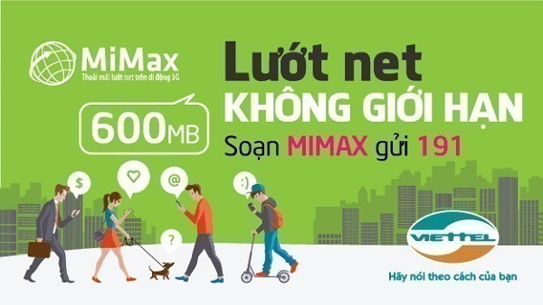 Cú pháp đăng ký gói cước 3G Viettel không giới hạn MiMax