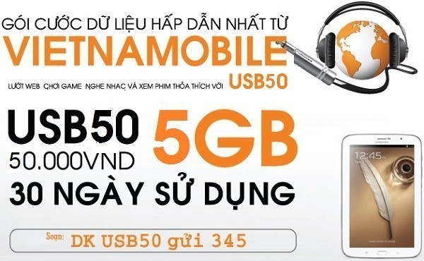Cách đăng ký gói cước USB50 của Vietnamobile bằng SMS