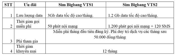 Thông tin chi tiết về loại sim Bigbang của Viettel