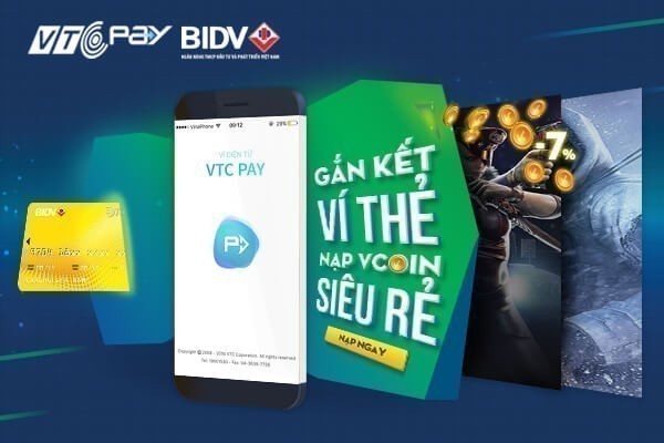 Gắn kết thẻ VTC Pay và thẻ BIDV nạp Vcoin siêu rẻ, siêu tiết kiệm