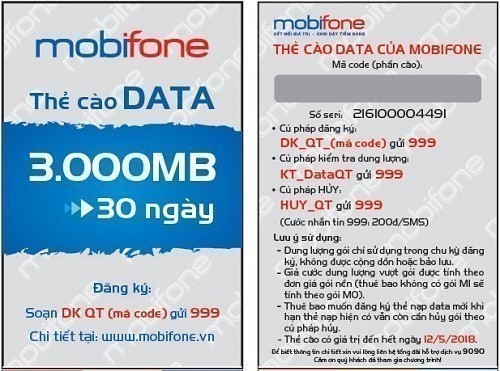 Nạp data 3G tốc độ cao dễ dàng với thẻ cào 3G Mobifone