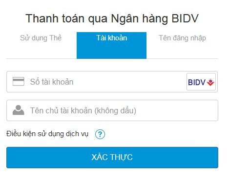Mua thẻ điện thoại bằng tài khoản BIDV siêu rẻ