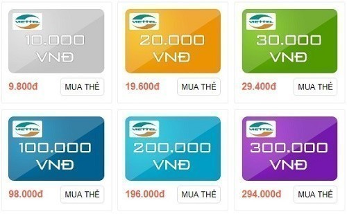 Truy cập website mua thẻ Viettel online qua ATM Vietcombank