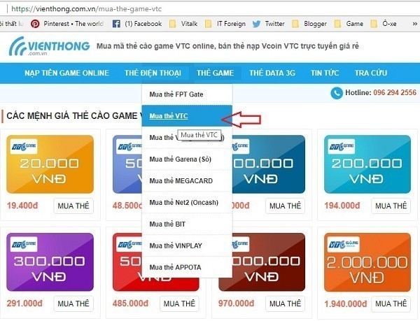 Mua thẻ VTC nạp Vcoin rẻ nhất trên Vienthong