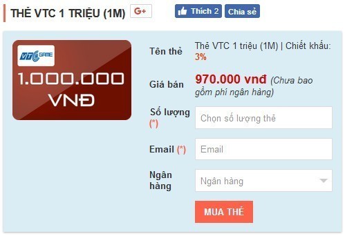 Mua thẻ Vcoin online thanh toán bằng thẻ ATM Agibank nội địa