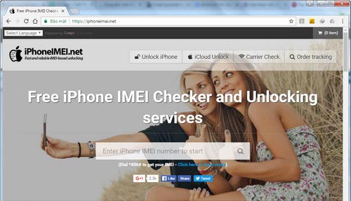 Web kiểm tra IMEI iPhone iphoneimei.net