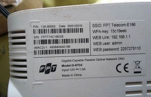 Lấy user và pass ở modem để đổi password wifi FPT