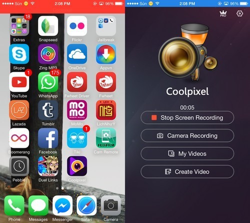 Quay màn hình iOS 10 với ứng dụng CoolPixel