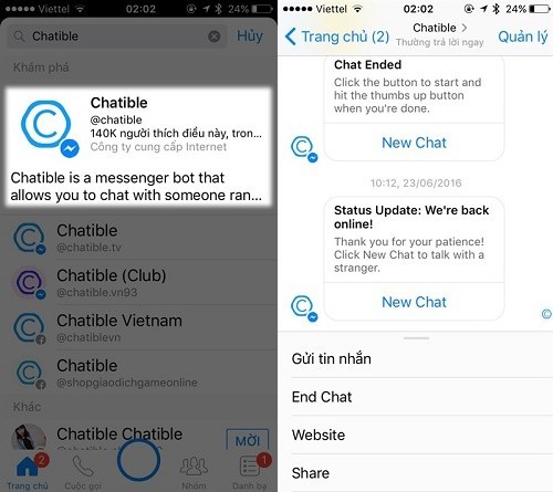 Chatible giúp bạn nói chuyện với người lạ trên Facebook