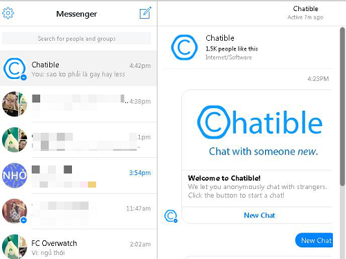 Chatible là tính năng chat với người lạ trên Facebook