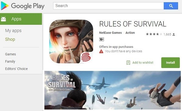 Cách tải game Rules of Survival cho Android