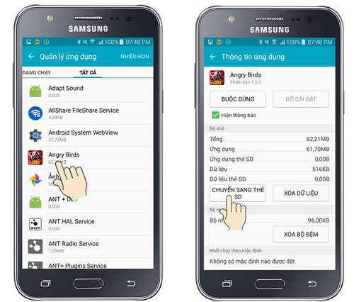 Cách chuyển ứng dụng sang thẻ nhớ Samsung J7