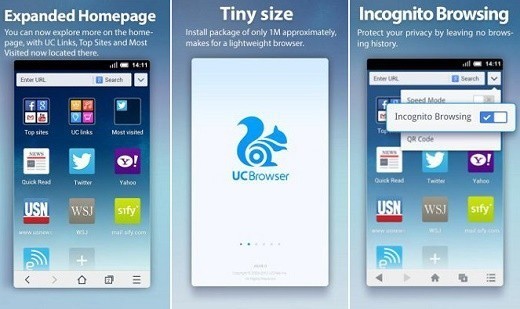 Trình duyệt UC Browser cho Android có nhiều tính năng nổi bật