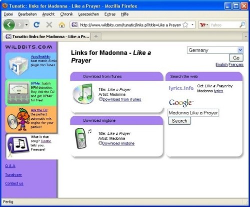 Phần mềm nhận diện bài hát cho máy tính Tunatic