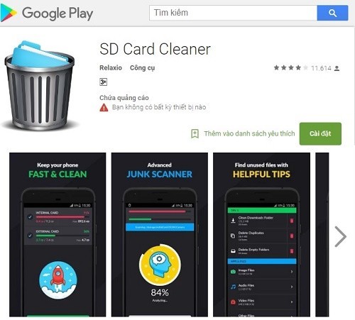 Phần mềm format SD Card Cleaner