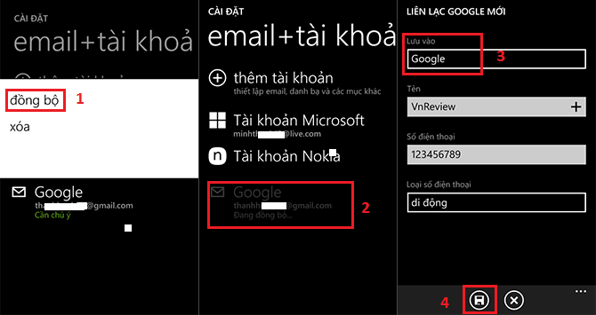 Đồng bộ danh bạ Windows Phone 8 với Gmail