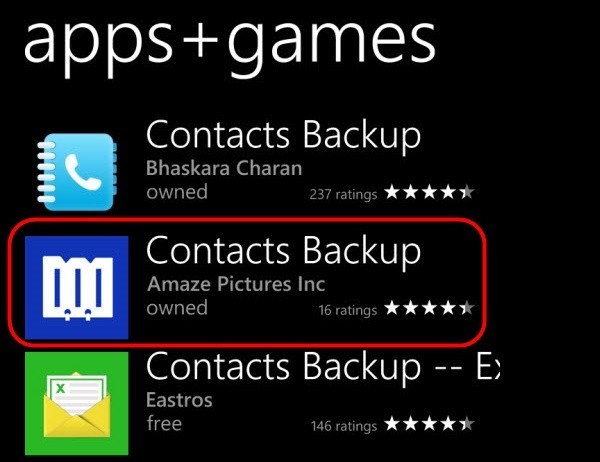 Chuyển danh bạ từ Windows Phone sang iPhone qua Contacs Backup