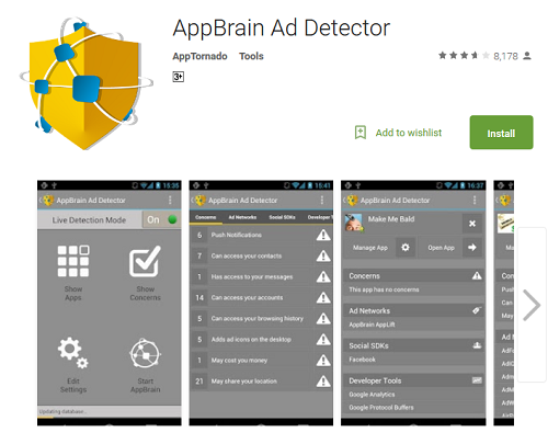 Phần mềm chặn quảng cáo Android AppBrain Ad Detector