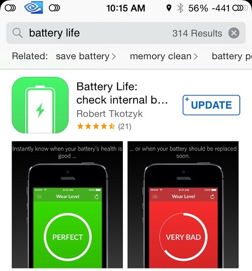 Phần mềm kiểm tra pin iPhone Battery Life