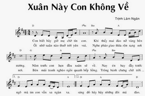 Lời bài hát Xuân này con không về của nhạc sĩ Trịnh Lâm Ngân