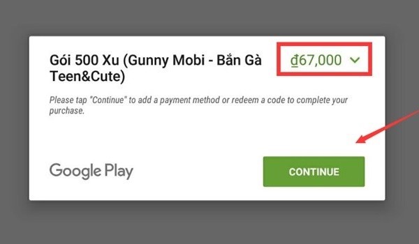 Hướng dẫn cách nạp thẻ Gunny Mobi qua Google Play