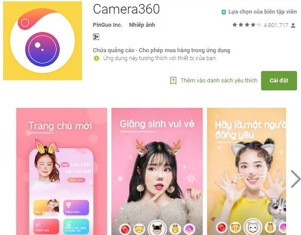 Cách tải Camera360 cho Android miễn phí