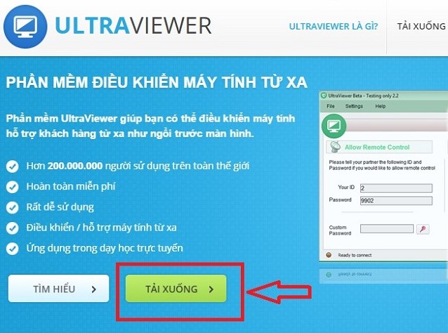 Giao diện trang web Ultraviewer