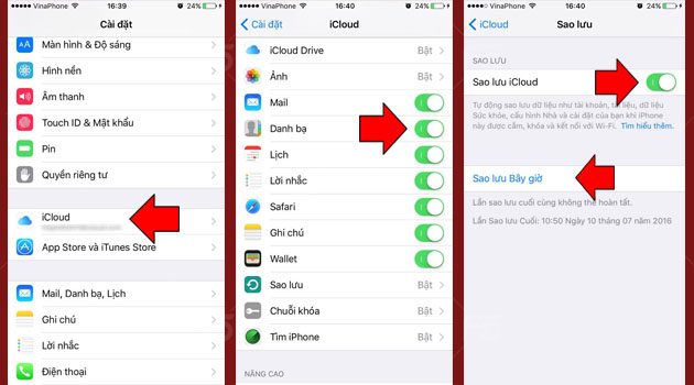Cách lưu danh bạ iPhone vào Gmail bằng iCloud