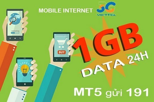 Gói cước 3G Viettel 1 ngày MT5 tặng ngay 1GB data tốc độ cao dùng trong 24h