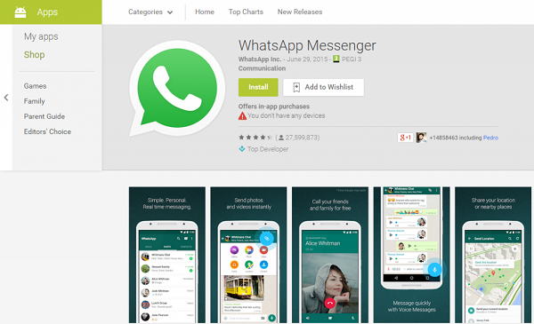 Làm sao để tải ứng dụng Whatsapp cho Android?