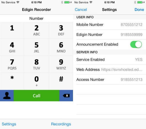 App cài đặt ghi âm cuộc gọi cho iPhone 7 Edigin Call Recorder