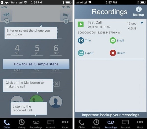 Ứng dụng ghi âm cuộc gọi cho iPhone 6 Call Recorder – Int Call