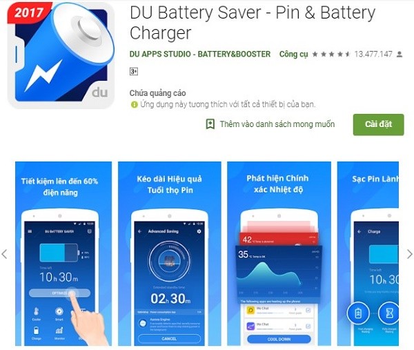Ứng dụng sạc nhanh cho Android DU Battery Saver