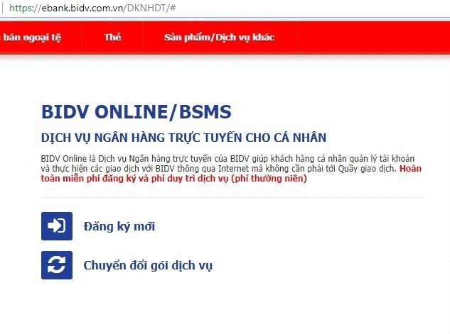 Cách đăng ký dịch vụ Internet Banking BIDV