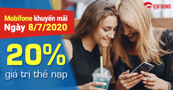 Khuyến mãi Mobifone hôm nay thứ 4 ngày 8 tháng 7 năm 2020 tặng 20% giá trị thẻ nạp