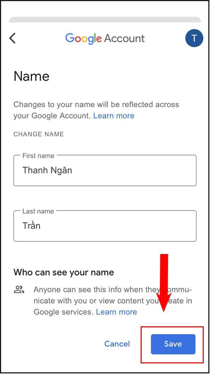 Cách đổi tên trong Google Meet bằng cài đặt trên điện thoại_5